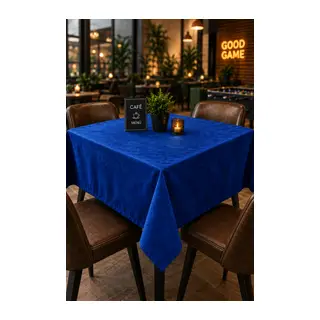 Kahve Cafe Kıraathane Masa Örtüsü 140x140cm Mavi Renk