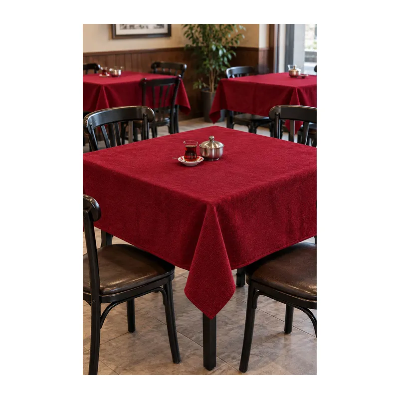 Kahve Cafe Kıraathane Masa Örtüsü 140x140cm Yeşil Renk Kırmızı