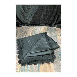 Masa Örtüsü, Dantelli Tek Masa Örtüsü, Oyalı Masa Örtüsü 160x220cm, Çizgili Masa Örtüsü Tek - Siyah