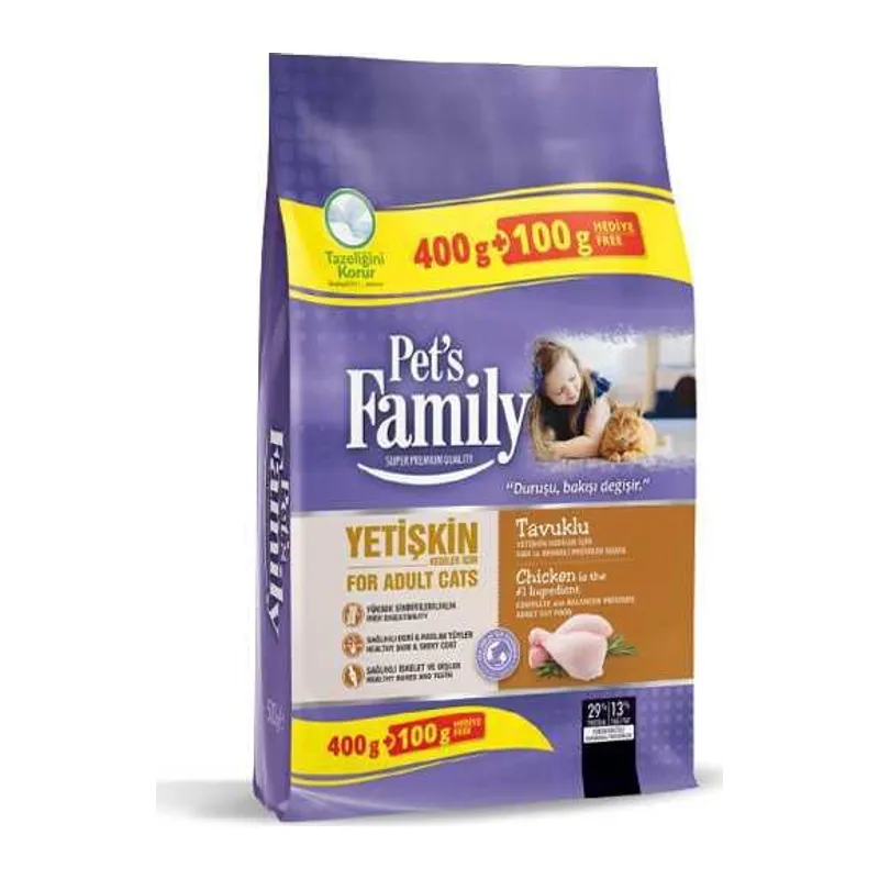 Yetişkin Kedi Maması Tavuklu 400+100gr 1 Adet