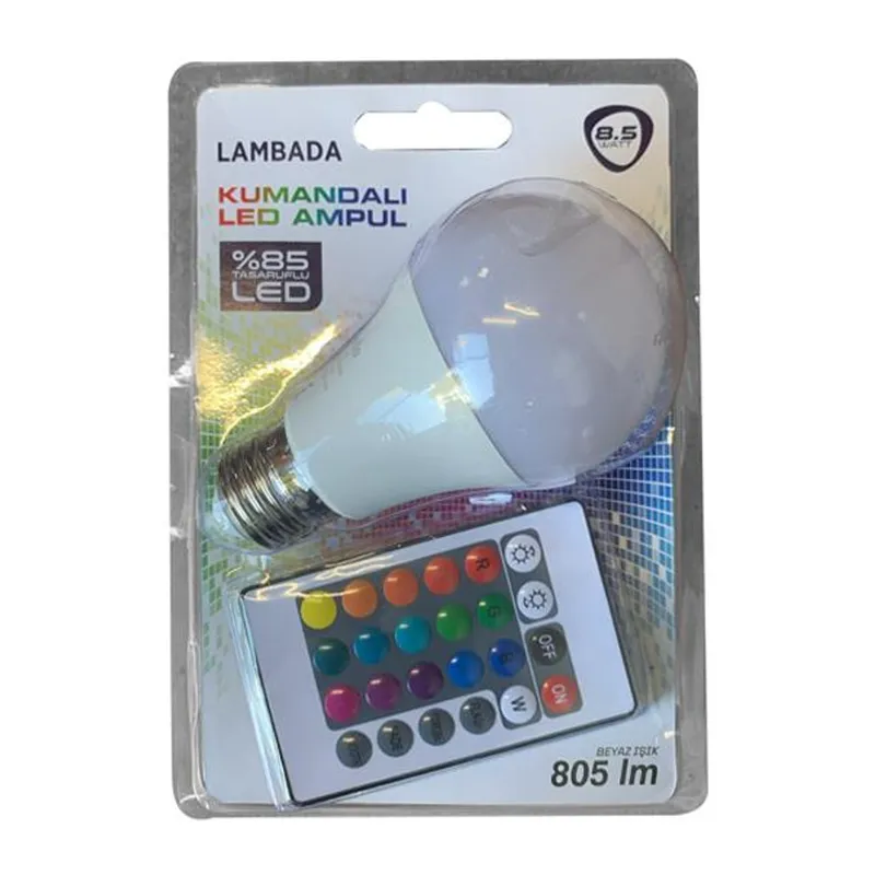 8,5w KUMANDALI BEYAZ+RGB LED AMPUL 1 Adet