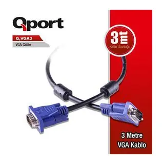 Q-VGA3 15PIN FILTRELI 3MT VGA KABLO