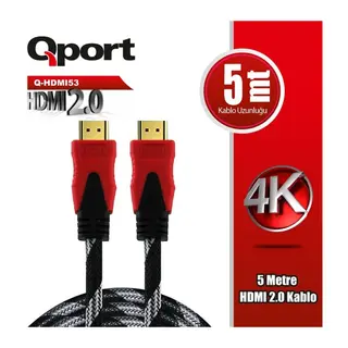 QPORT Q-HDMI53 HDMI 2.0 VERSİYON 4K 60HZ 5 METRE ÖRGÜLÜ KABLO