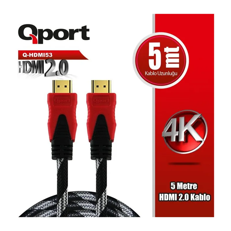 QPORT Q-HDMI53 HDMI 2.0 VERSİYON 4K 60HZ 5 METRE ÖRGÜLÜ KABLO