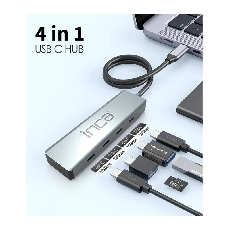 INCA ITPT-4T TYPE-C HUB X4 TYPE-C PORT 3.1 10GBPS ALUMINYUM KASA ÇOKLAYICI