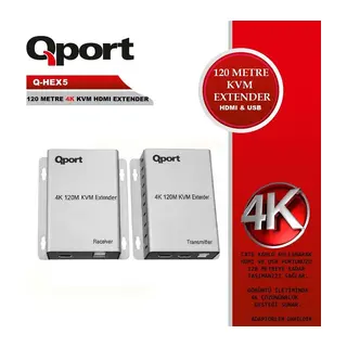 QPORT Q-HEX5 KVM 4K HDMI EXTENDER CAT6 120M 2 Lİ PAKET