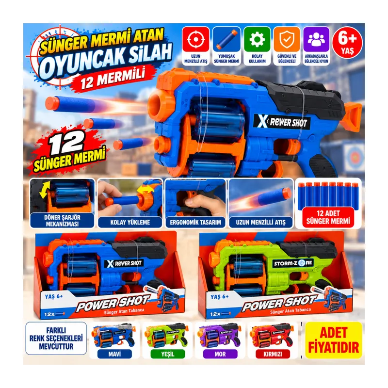 SH59636 OYUNCAK SİLAH SÜNGER MERMİ ATAN (adet fiyatıdır)