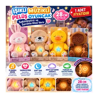 PL50123 28 CM IŞIKLI MÜZİKLİ PELUŞ OYUNCAK PELUŞ DUYGUSAL (adet fiyatıdır)