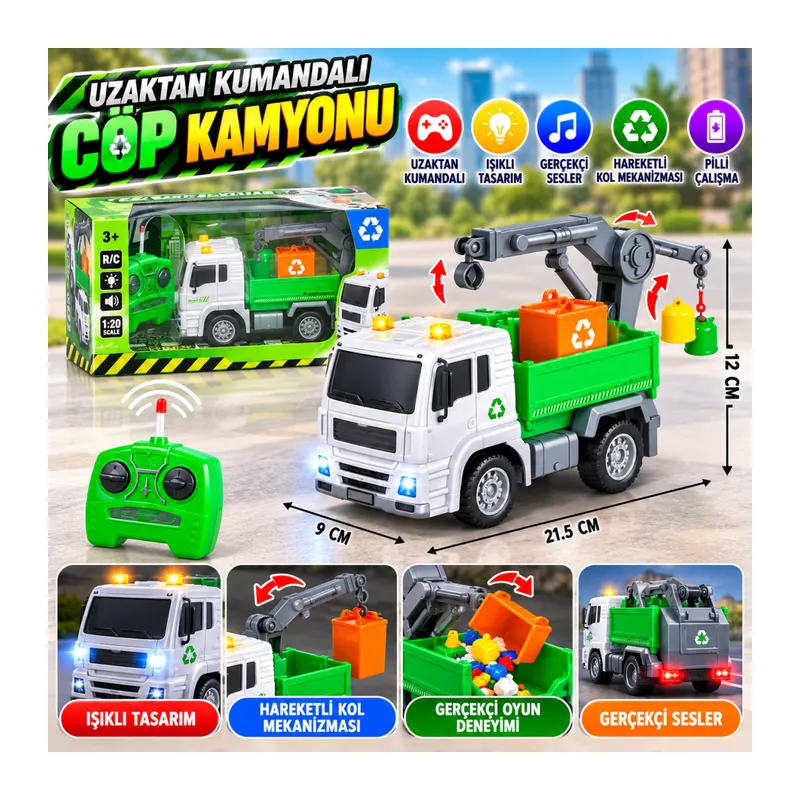 FC502A UZK.KUM.PİLLİ OYUNCAK ÇÖP ARABASI
