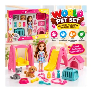 ENF-39188 WORLD PET SET KAYDIRAK/SALINCAK OYUNCAK BEBEK