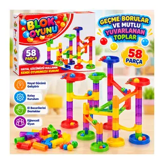 8009 BLOK OYUNU 58 PARÇA EĞİTİCİ OYUNCAK BORULAR