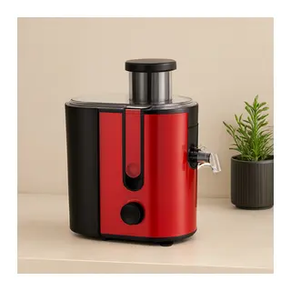 600W Katı Meyve Sıkacağı - 65mm Geniş Ağız, Çelik Filtre (Kırmızı)