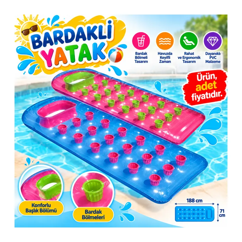 59895 BARDAKLI MAVİ-KIRMIZI YATAK (188x71Cm) (adet fiytaıdır)