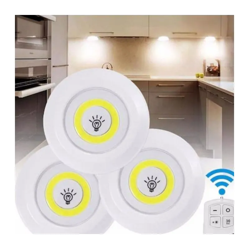 Uzaktan Kumandalı 3 Lü Spot Led Lamba Kablosuz Pilli Işıldak