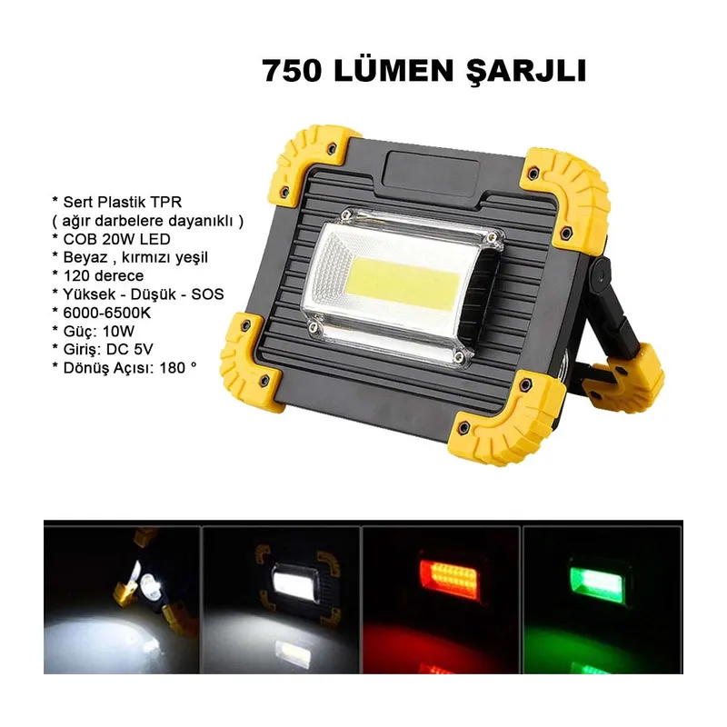 750 Lümen Powerbank Şarjlı Işıldak Wt-330