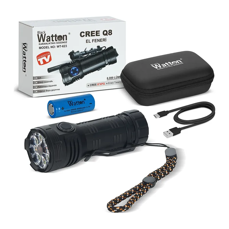 Cree Q8- XQg 8+1 Led Şarjlı El Feneri Wt-623
