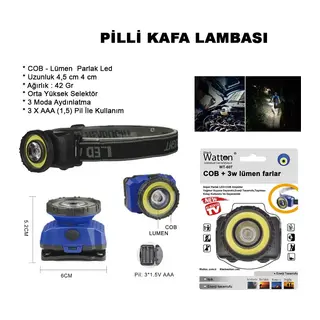 Güçlü Pilli Kafa Lambası Wt-607