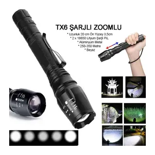 Profesyonel Tx6 Şarjlı Zoomlu El Feneri Wt-241