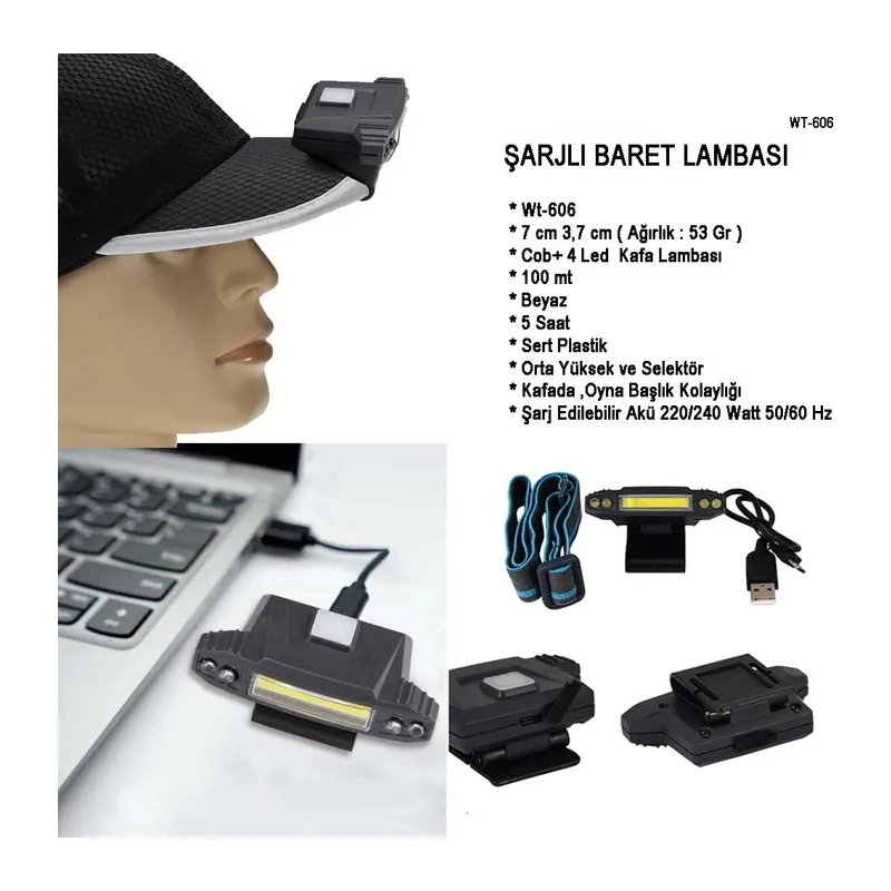 Şarjlı Baret Lambası Wt-606