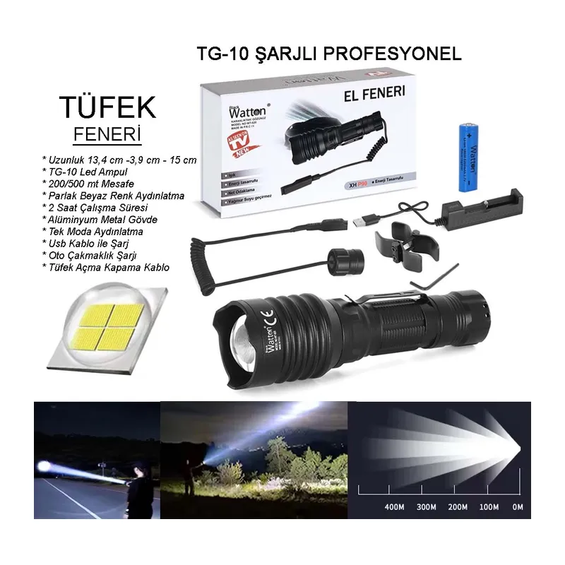 Tg-10 Şarjlı Profesyonel Av Feneri Wt-620
