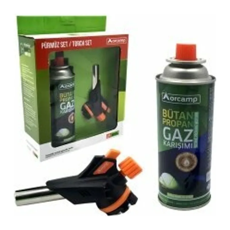 Orcamp 2pcs Pürmüz Ve Torch Seti Pürmüz Torch Çakmak Başlık Kamp Gazı 227gr/400ml