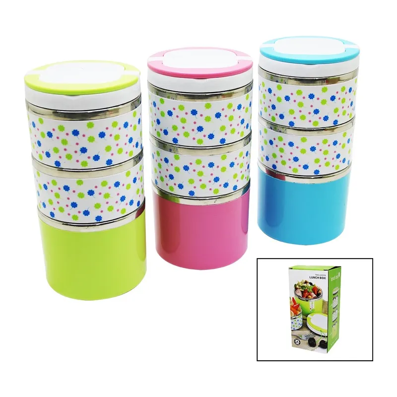 Çiçekli 3lü Sefer Tası - Saklama Kabı Renkli 1.26lt