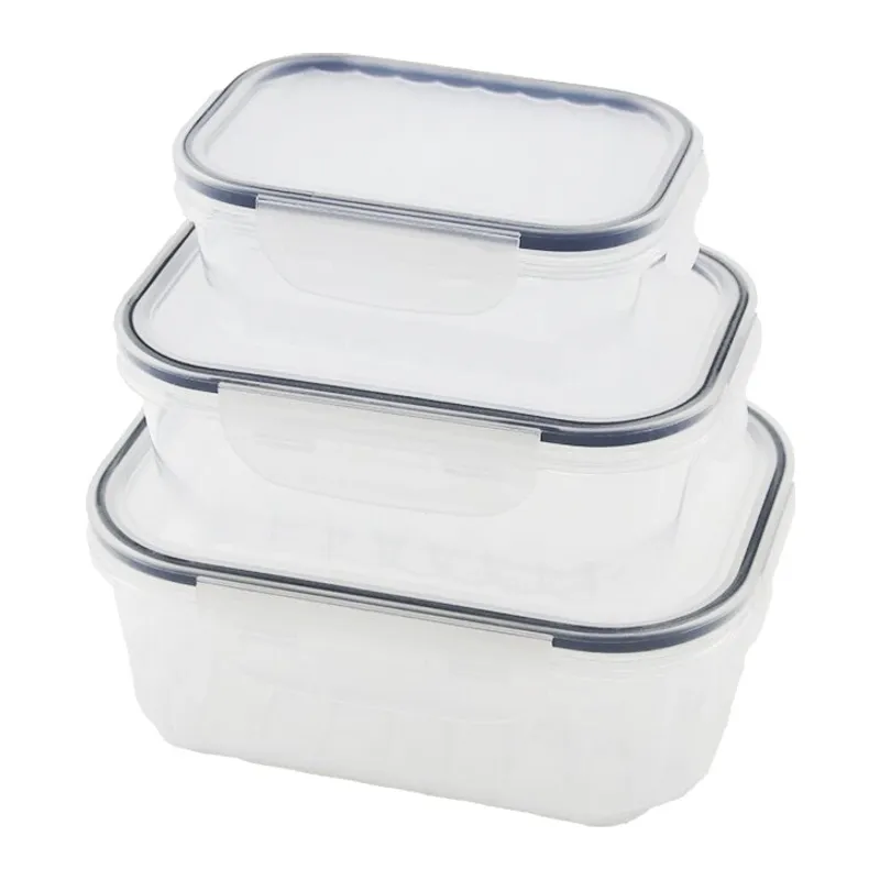 3pcs Sızdırmaz Saklama Kabı Seti Şeffaf Kap Buğulu Contalı Kapak 500 1000 1700ml