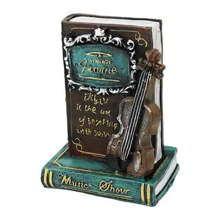 Kumbara Gitar Kitap Vintage Dekoratif Biblo Kumbara 21x14x10cm Reçine