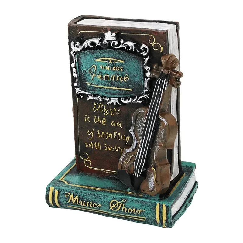 Kumbara Gitar Kitap Vintage Dekoratif Biblo Kumbara 21x14x10cm Reçine