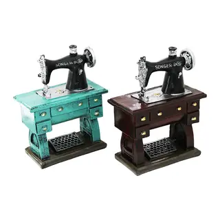 Kumbara Dikiş Makinesi Vintage Dekoratif Biblo Kumbara Renkli 20x15x8.5cm Reçine