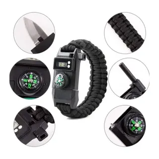Paracord Dijital Saat Düdük Hayatta Kalma Kamp Bilekliği
