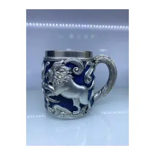 Aslan İşlemeli Çelik Kupa Bardak Kod 6974