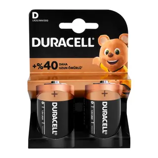 Duracell Alkalin Büyük Boy D Pil 2li