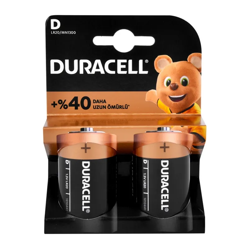 Duracell Alkalin Büyük Boy D Pil 2li