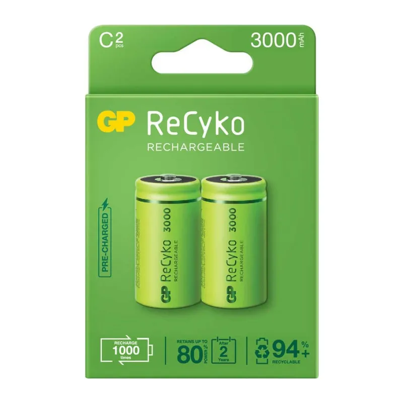 Gp Recyko 3000mah C Orta Boy Şarj Edilebilir Pil 2'li Paket