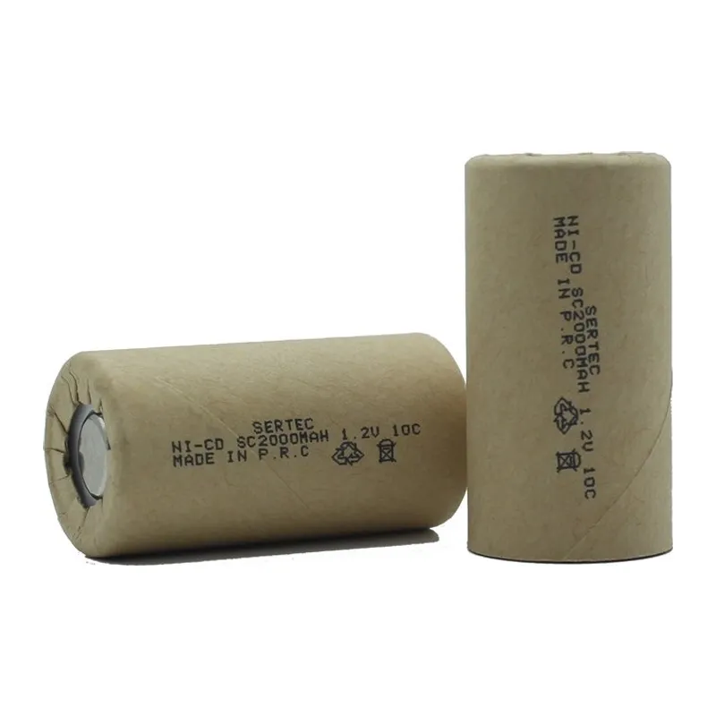 Sertec 1.2v Ni-cd Sc 2000 Mah Kağıt Şarjlı Pil 10c (başsız/flat Head)