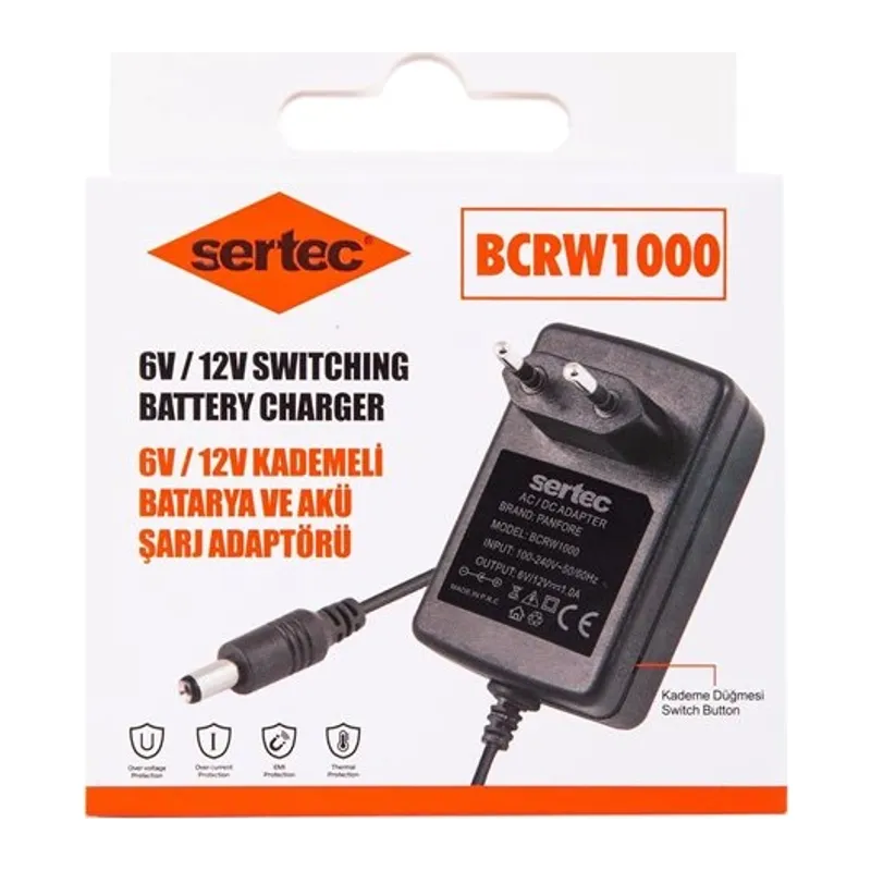 Sertec Bcrw1000 6v/12v 1a Kademeli Batarya Ve Akü Şarj Adaptörü