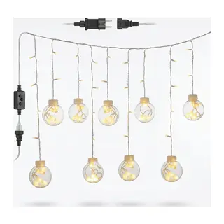 3 Metre 10 Toplu Perde Led Işık - Gün Işığı Şeffaf Dekoratif Aydınlatma - 8 Fonksiyonlu Led