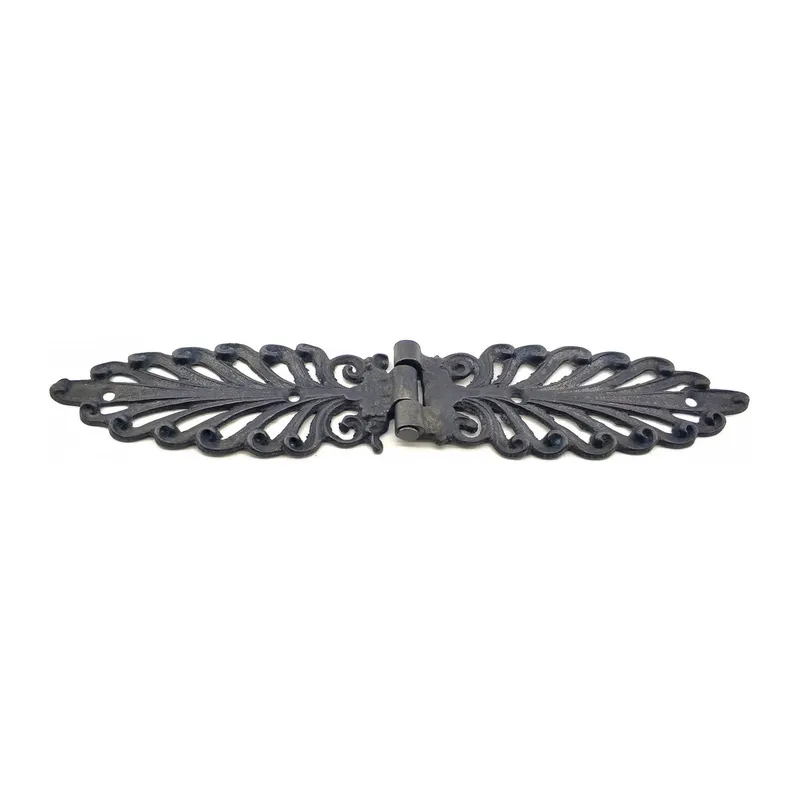 Antika Tarz Dekoratif Pirinç Yaprak Desenli Menteşe - 55x265 Mm, Oksit
