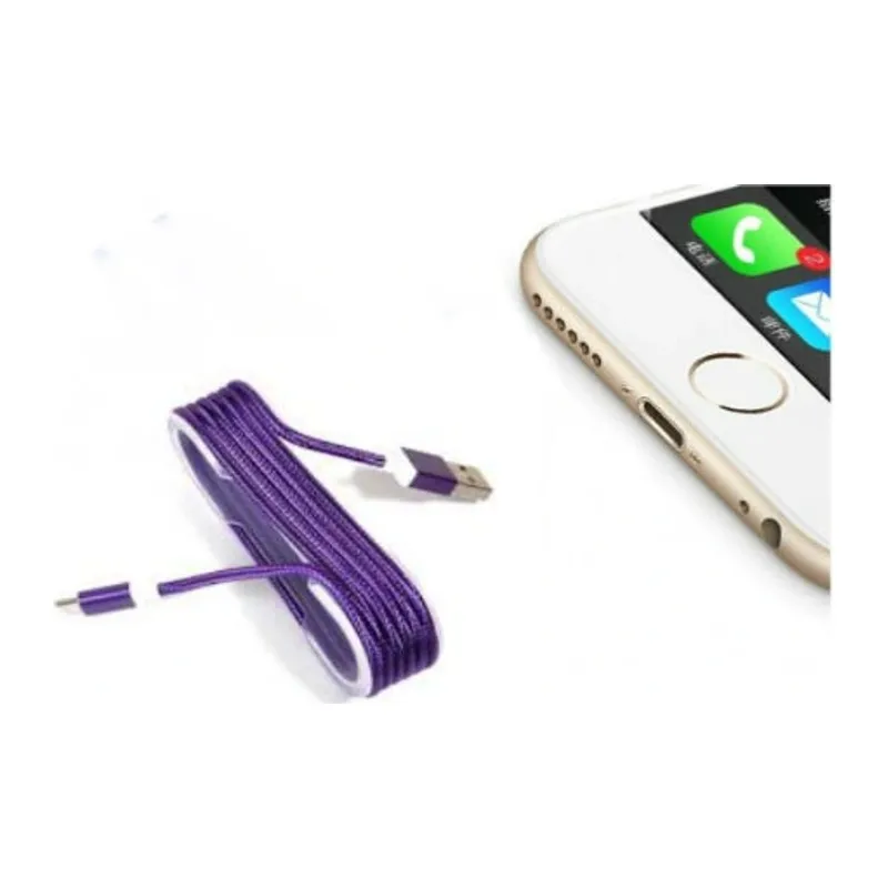 İphone Örgü Şeklinde Renkli Çelik Şarj Data Kablosu - Mor