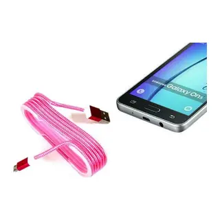 Android Örgü Şeklinde Renkli Çelik Şarj Data Kablosu - Pembe