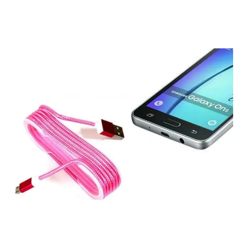 Android Örgü Şeklinde Renkli Çelik Şarj Data Kablosu - Pembe
