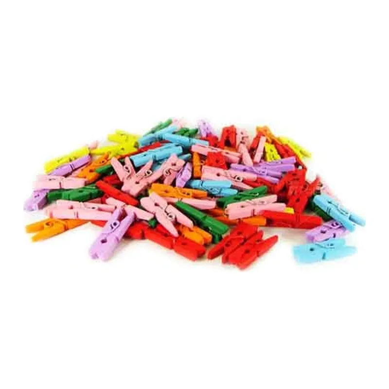 Renkli Mini Ahşap Mandal (100 Adet)