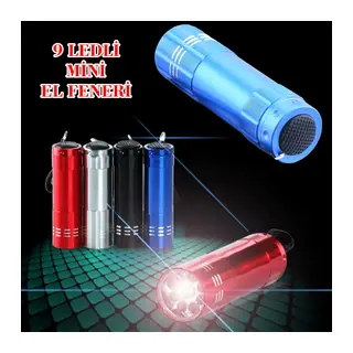 Süper Parlak 9 Ledli Metal Mini El Feneri