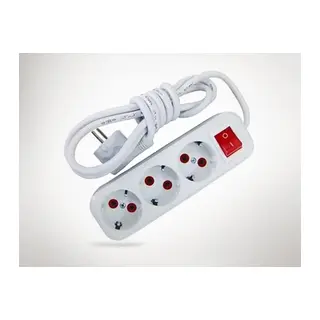 2 Mt Kablolu Anahtarlı 3 Lü Topraklı Grup Priz
