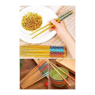 Bambu Chopstick Çubuk Yemek Çubuğu Yıkanabilir Tekrar Kullanılabilir (3 Çift- 6 Adet)