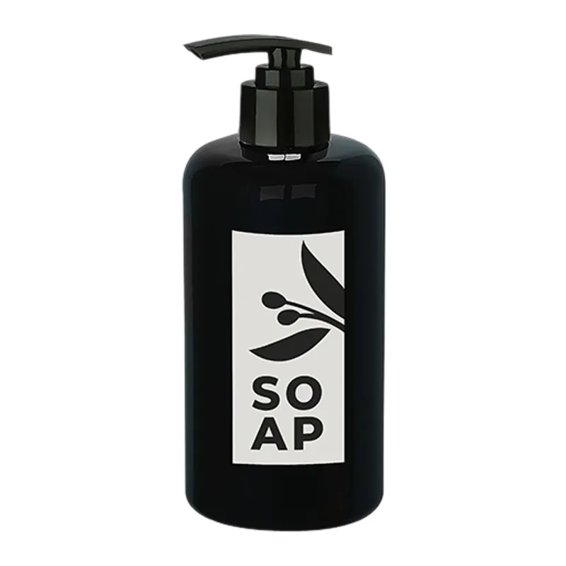 Sıvı Sabunluk Yuvarlak Plastik Pompalı 500 Ml - Siyah