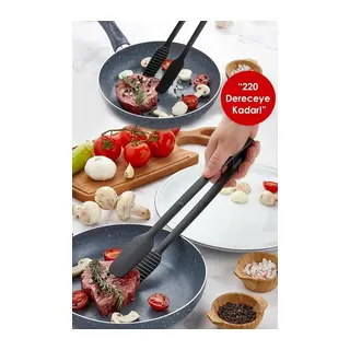 Maşa - 220 Dereceye Kadar Dayanıklı Yanmaz - Yapışmaz Plastik Izgara Maşası 30 Cm