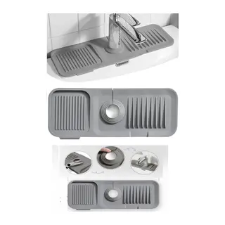 Elastik Mutfak Banyo Musluk Matı Düzenleyici Kaydırmaz Taban Organizer Lavabo Kenar Matı