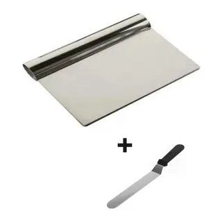 2li Set Hamur Şekillendirici Eğik Pasta Spatulası +metal Hamur Kesici Kazıyıcı Spatula